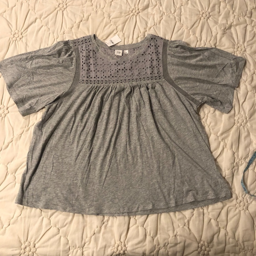 NWT GAP Top Shirt Heather Grey Gray L Large Knit